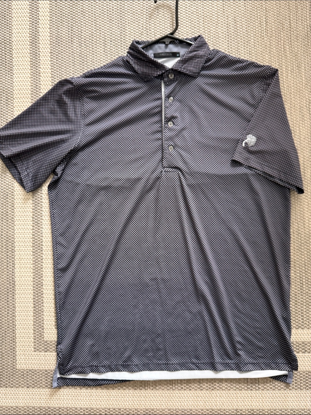 Greyson Navy and White Micro-Pattern Performance Polo